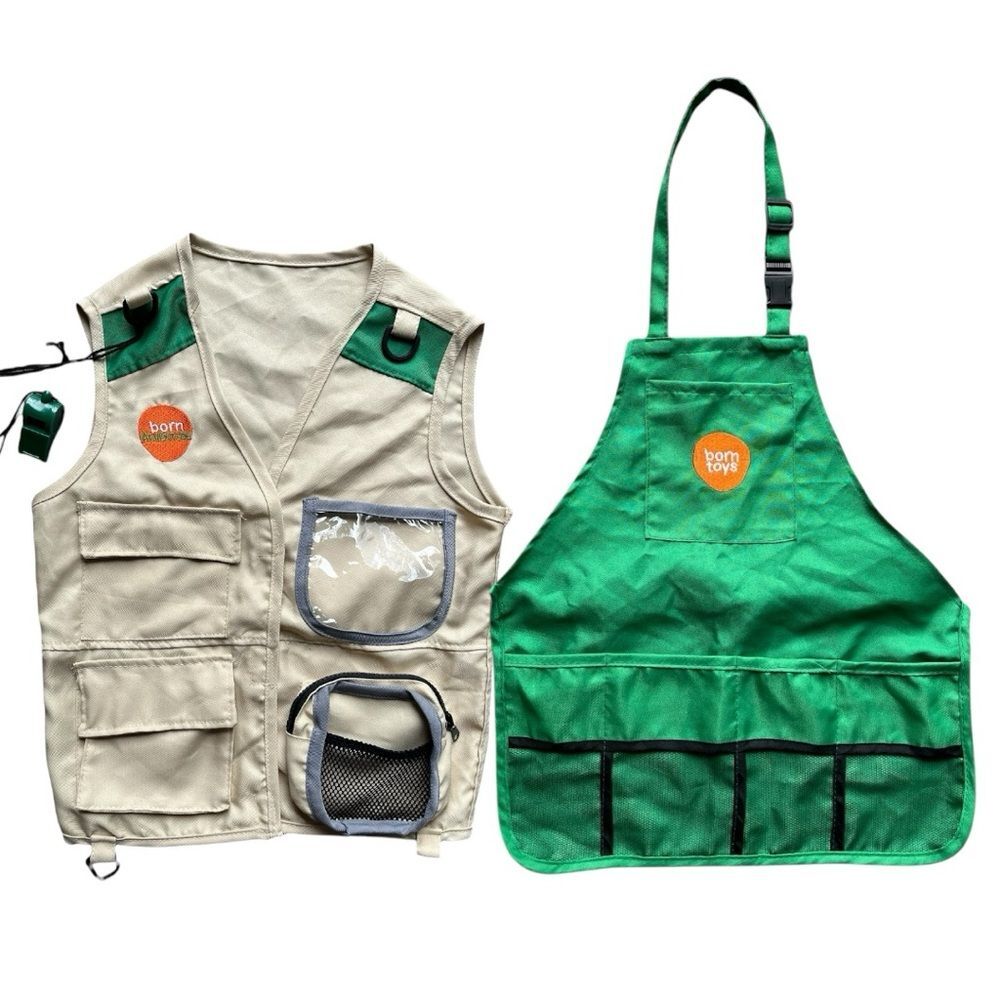 Bundle of Kids Costumes Gardener Apron and Explorer Learn Drama Play Early Years